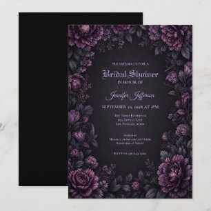Purple Flowers Gothic Bridal Shower invitation