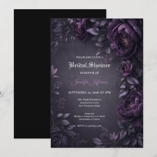Purple Flowers Gothic Bridal Shower invitation