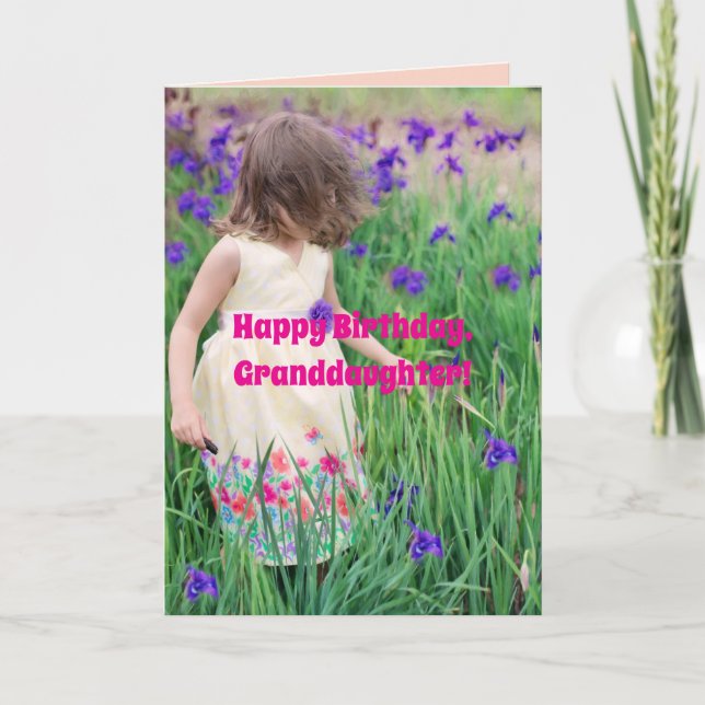 PURPLE FLOWERS GRANDDAUGHTER BIRTHDAY CARD (Front)