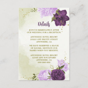 purple flowers green leaves enclosure card