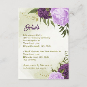purple flowers green leaves enclosure card