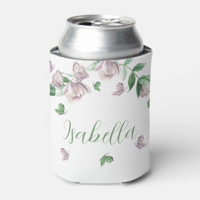 purple flowers greenery butterflies can cooler (Can Front)