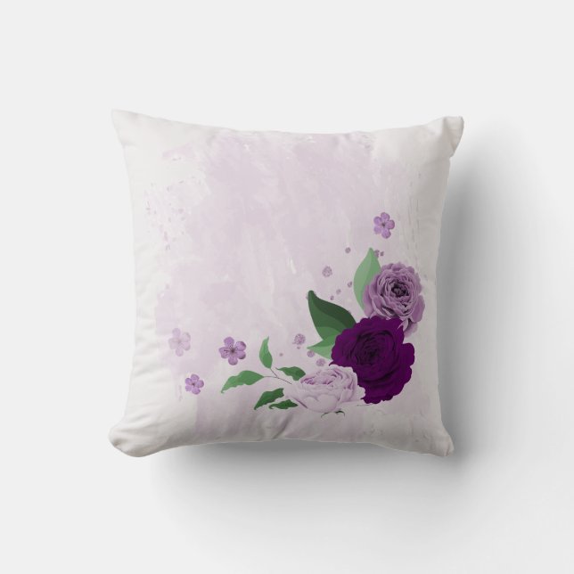  purple flowers greenery  cushion (Front)
