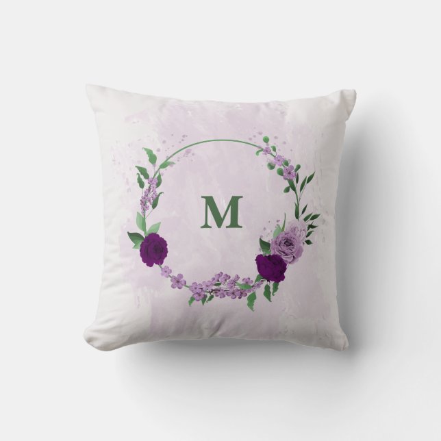  purple flowers greenery  cushion (Front)