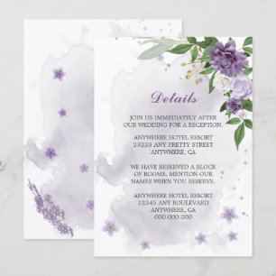 purple flowers greenery details enclosure card