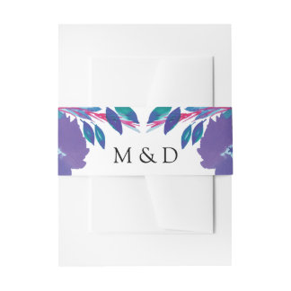 Purple Flowers Handpainted Invitation Belly Band