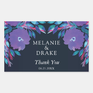 Purple Flowers Handpainted Rectangular Sticker