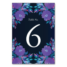 Purple Flowers Handpainted Table Number