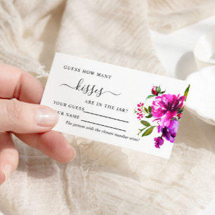 Purple Flowers How Many Kisses Game Cards