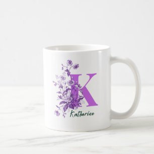 Purple Flowers Illustration for Name Mug