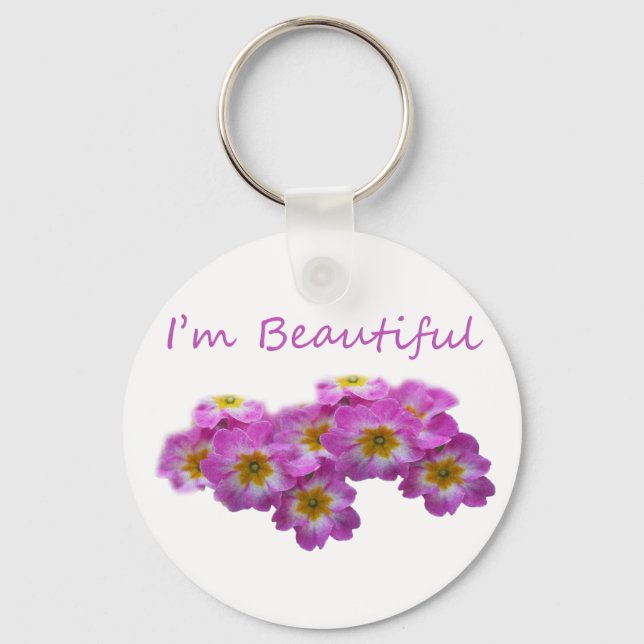 Purple flowers, I'm beautiful Key Ring (Front)