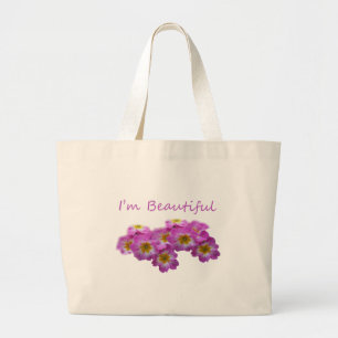 Purple flowers, I'm beautiful Large Tote Bag