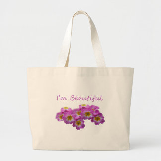 Purple flowers, I'm beautiful Large Tote Bag