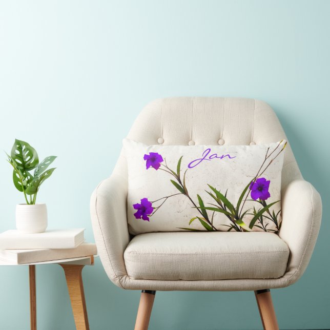 Purple Flowers in the Breeze Throw Pillow (Chair)