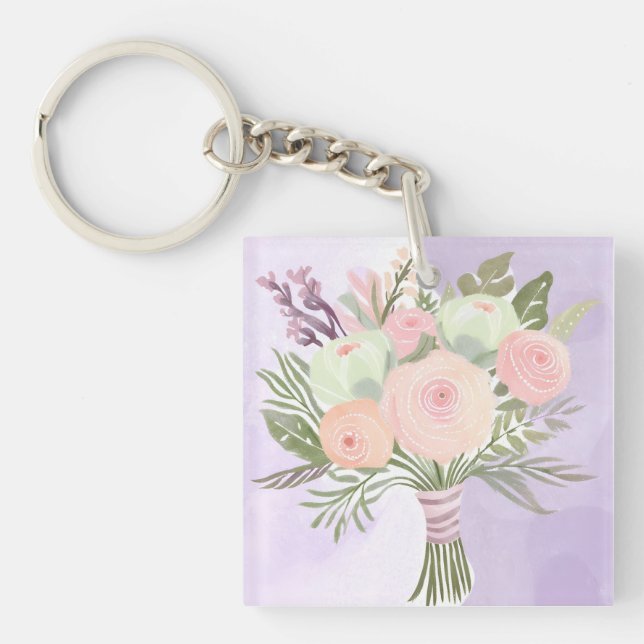 Purple Flowers Key Ring (Front)