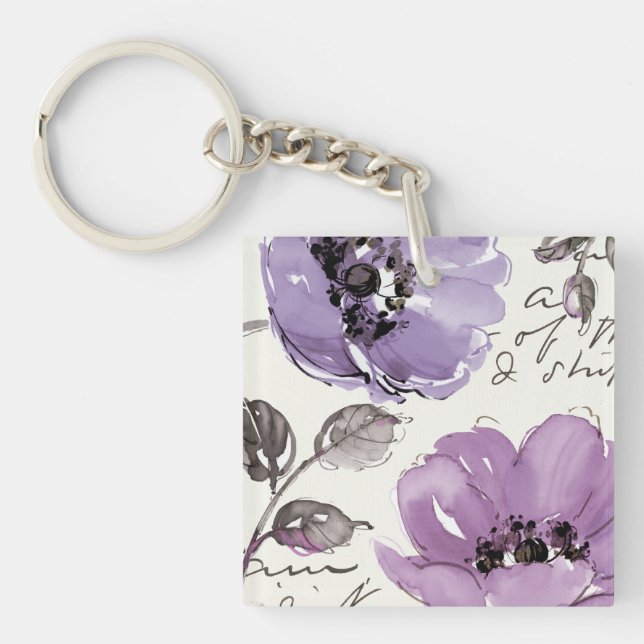 Purple Flowers Key Ring (Front)