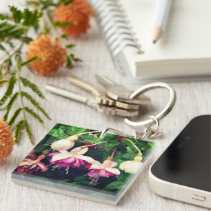 Purple flowers key ring
