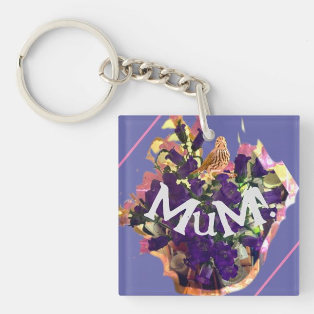 Purple Flowers Key Ring (Front)