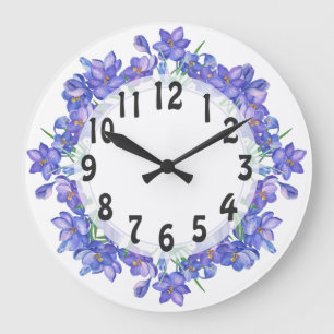 Purple Flowers Large Clock