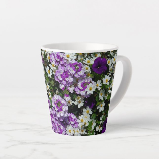 Purple flowers latte mug (Right Angle)