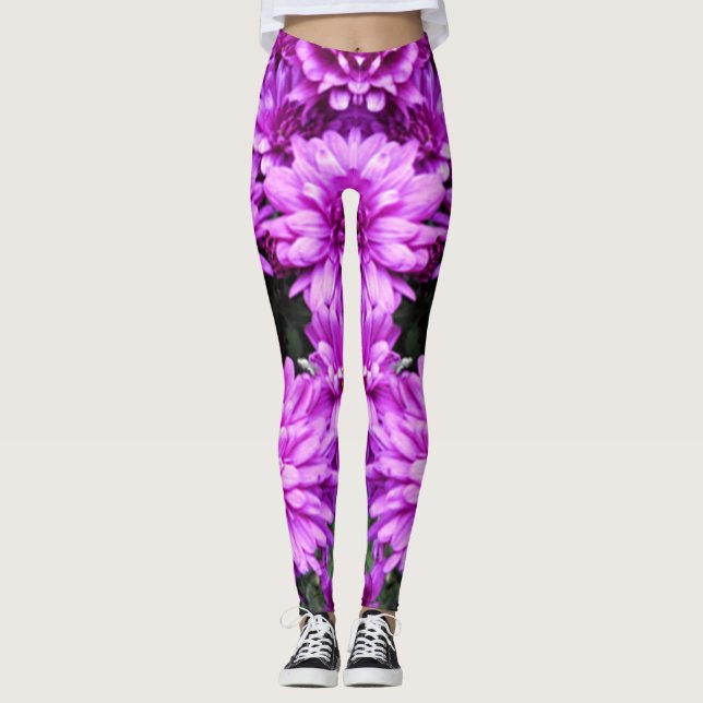 Purple Flowers Leggings (Front)