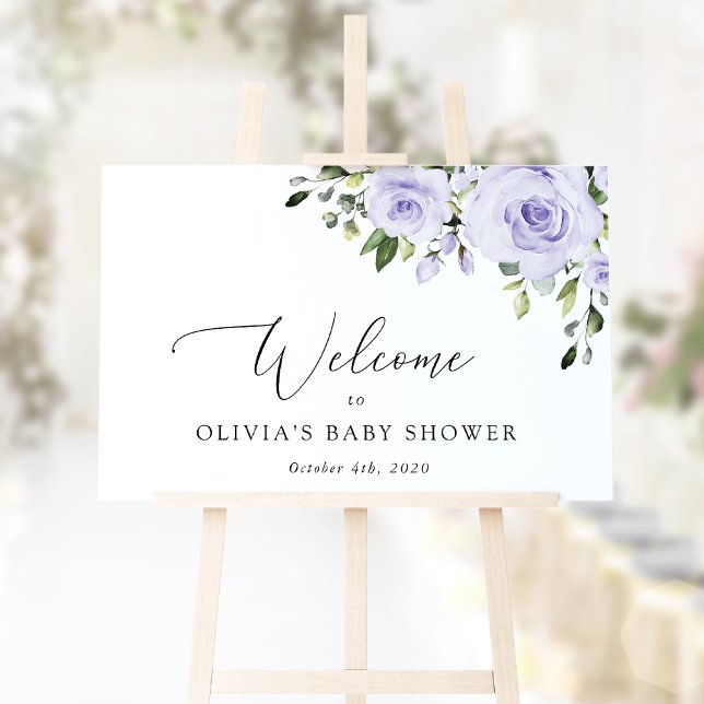 Purple Flowers, Lilac Flowers, Baby Shower Welcome Poster (Creator Uploaded)