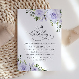 Purple Flowers, Lilac Flowers, Boho, Birthday Invitation