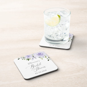 Purple Flowers, Lilac Flowers, Boho, Bridal Shower Coaster