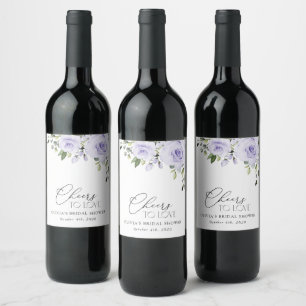 Purple Flowers, Lilac Flowers, Boho, Bridal Shower Wine Label