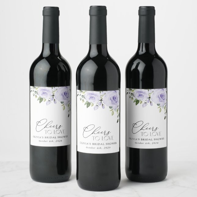 Purple Flowers, Lilac Flowers, Boho, Bridal Shower Wine Label (Bottles)