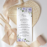 Purple Flowers, Lilac Flowers, Bridal Shower Menu<br><div class="desc">Add a personal touch to your bridal shower celebration with these stylish and memorable party items! Design features purple watercolor flowers and greenery on white background.</div>