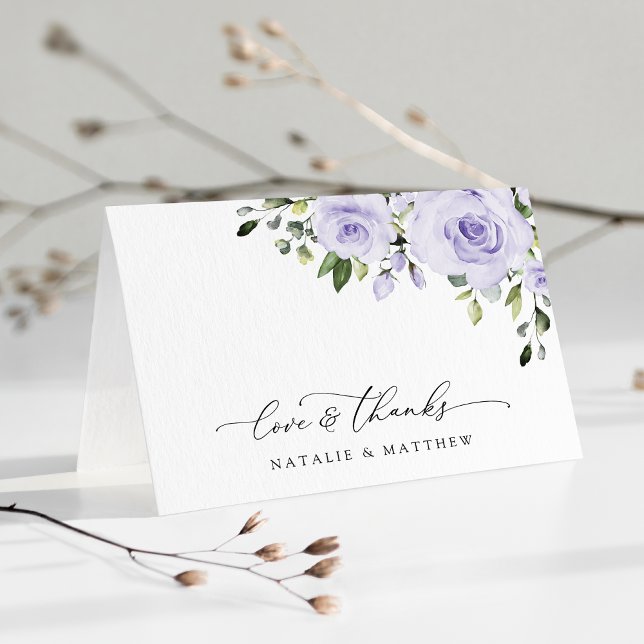 Purple Flowers, Lilac Flowers, Floral Wedding Thank You Card (Creator Uploaded)