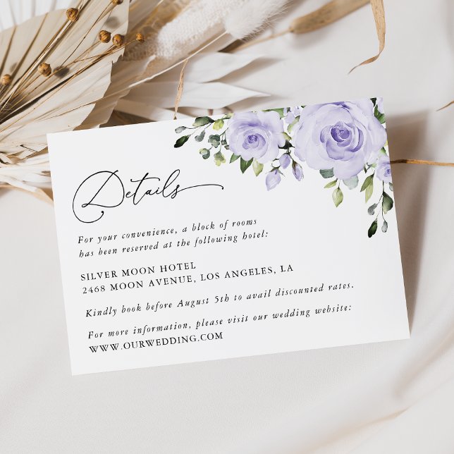Purple Flowers, Lilac Flowers, Wedding Details Enclosure Card (Creator Uploaded)