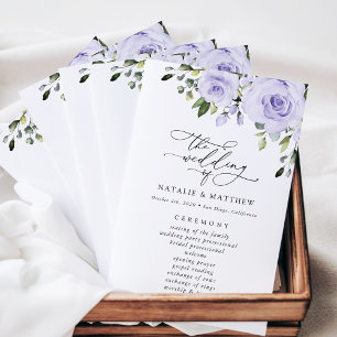 Purple Flowers, Lilac Flowers, Wedding Program