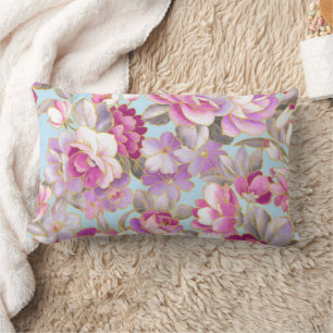Purple Flowers Lumbar Pillow