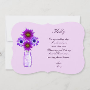 Purple Flowers Mason Jar Maid Of Honour Card