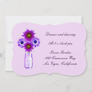 Purple Flowers Mason Jar Reception Card