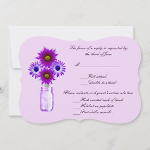 Purple Flowers Mason Jar Response Card