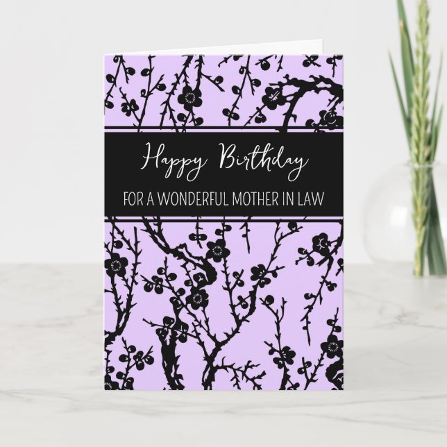 Purple Flowers Mother in Law Birthday Card (Front)