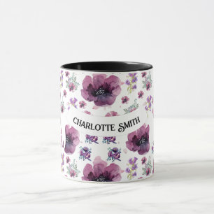 purple flowers mug
