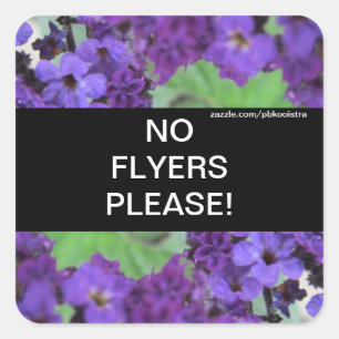 Purple Flowers No Flyers Please Sticker