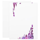 Purple flowers notes. Lilac floral. Botanical