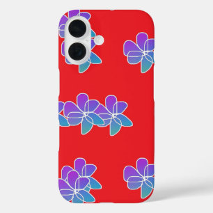 Purple Flowers On Red  iPhone 16 Case