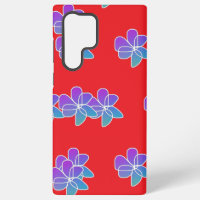 Purple Flowers On Red
