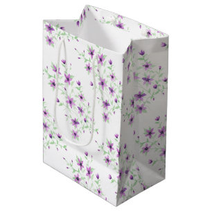 Purple Flowers on the Vine Medium Gift Bag