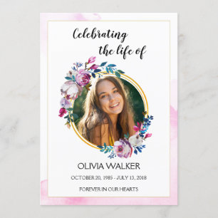 Purple Flowers Order of Service Program Programme