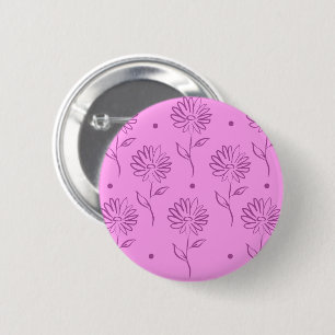 Purple Flowers Outline Pattern 6 Cm Round Badge