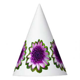 Purple Flowers  Party Hat