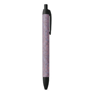 Purple Flowers Pattern Black Ink Pen