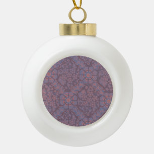 Purple Flowers Pattern Ceramic Ball Christmas Ornament